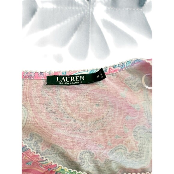 Lauren Ralph Lauren 2PC Pajama Set Womens Pink Floral Paisley Top Shorts Sz M - Picture 4 of 10